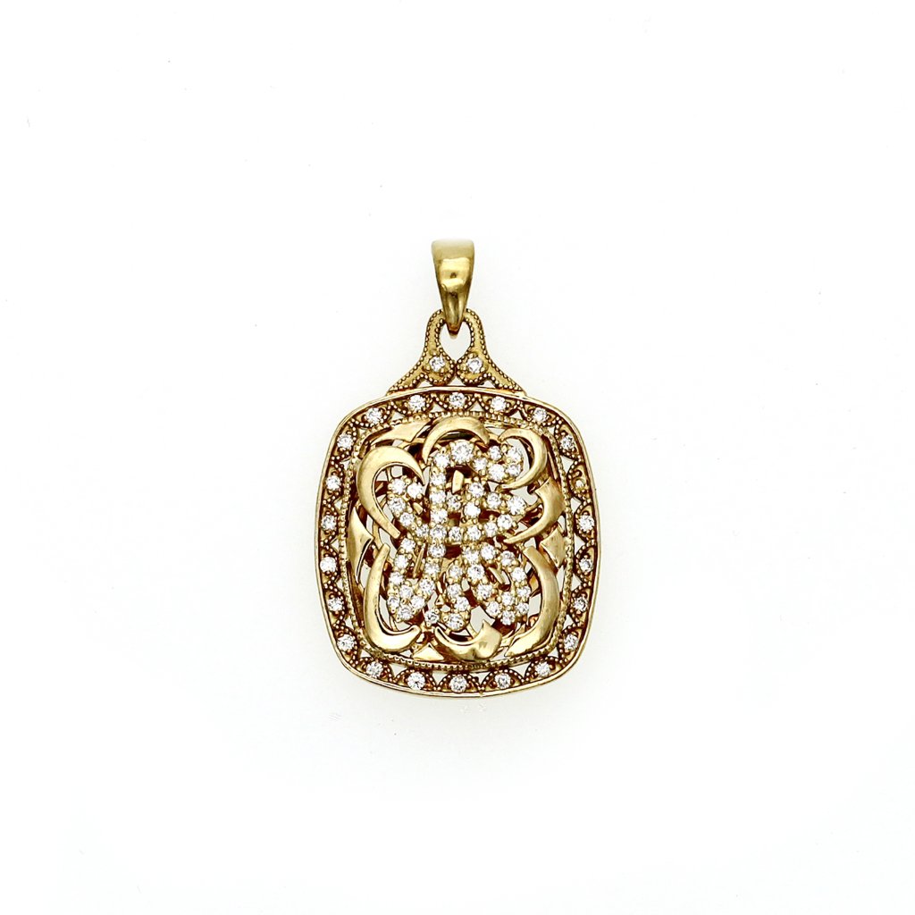 Authentic Tacori 18k Yellow Gold Diamond Letter Initial 